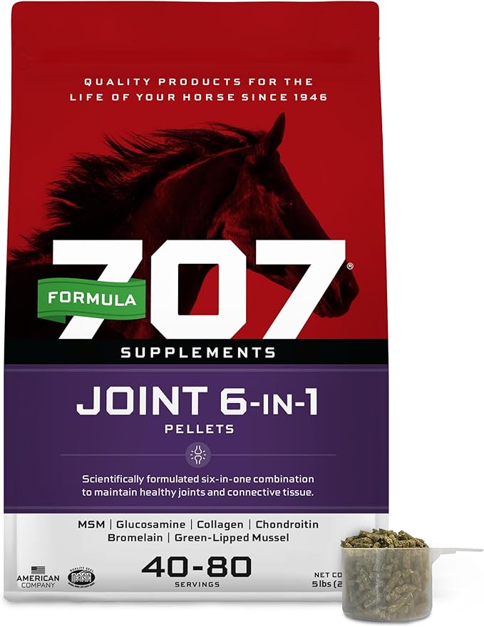 Formula 707 Joint 6in1 Equine Supplement 5 lb Bag - Support for Joint Integrity and Inflammatory Response in Horses - Green-Lipped Mussel, MSM, Glucosamine, Chondroitin & Collagen-PawvioPets