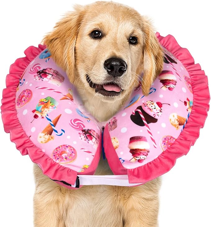 CuteBone Inflatable Dog Collar Alternative for Large Dogs After Surgery-Double Adjustable Neck Range P23SO00102XL-PawvioPets