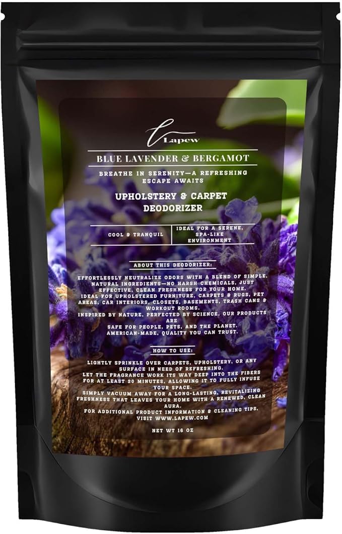 Blue Lavender & Bergamot Carpet Freshener Powder: Powerful Odor Eliminator for Home, Upholstery Deodorizer, Carpet Deodorizer, Pet Urine, Cat Litter Box - Blue Lavender & Bergamot-PawvioPets