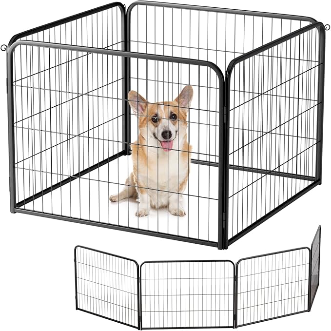 BestPet | Dog Playpen Extender | 24 Inch, 4 Panels | Heavy Duty Metal Pet Exercise Pen | Indoor Outdoor Fence Panels | Rust-Resistant, Removable, Tool-Free Setup | Anti-Skid, Expandable Design-PawvioPets