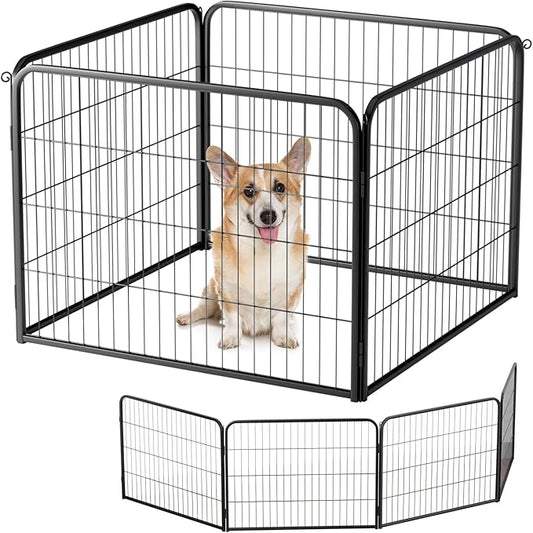 BestPet | Dog Playpen Extender | 24 Inch, 4 Panels | Heavy Duty Metal Pet Exercise Pen | Indoor Outdoor Fence Panels | Rust-Resistant, Removable, Tool-Free Setup | Anti-Skid, Expandable Design-PawvioPets