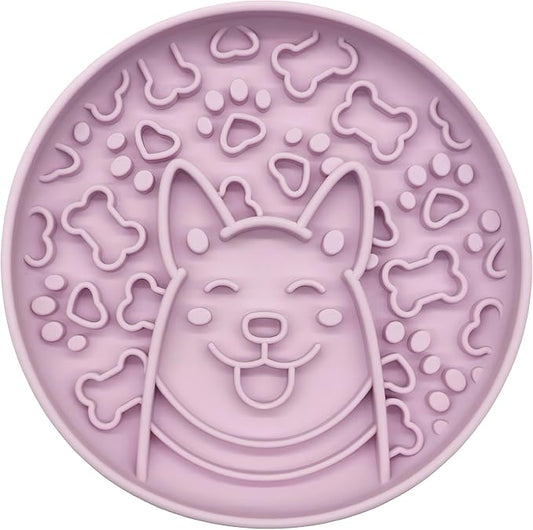 Dog Slow Feeder Bowl, Silicone Dog Bowl, Non-Slip Suction Cups Design,Boring and Anxiety Reducer.(Light Purple)-PawvioPets