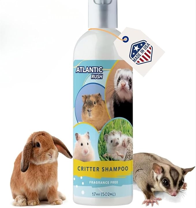 Critter Shampoo for Small Pets - 17 oz Small Animal Fragrance & Detergent Free Shampoo - Sensitive Skin Shampoo for Ferrets, Guinea Pigs, Rabbits, Hedgehogs, Hamsters & Sugar Gliders (Unscented)-PawvioPets