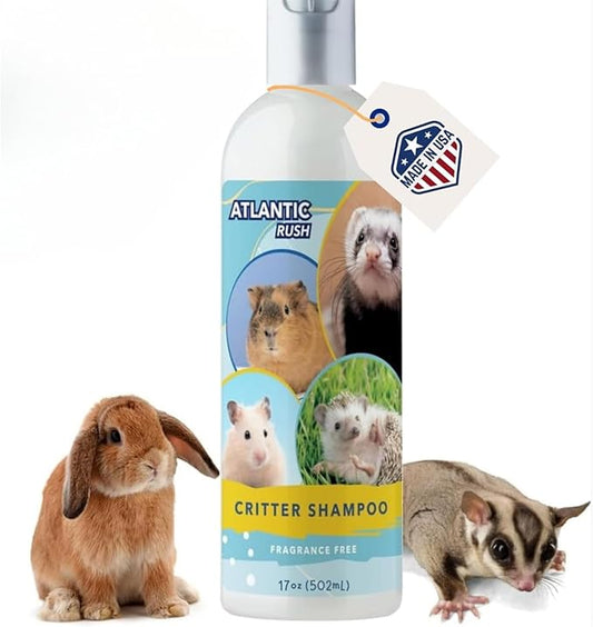 Critter Shampoo for Small Pets - 17 oz Small Animal Fragrance & Detergent Free Shampoo - Sensitive Skin Shampoo for Ferrets, Guinea Pigs, Rabbits, Hedgehogs, Hamsters & Sugar Gliders (Unscented)-PawvioPets