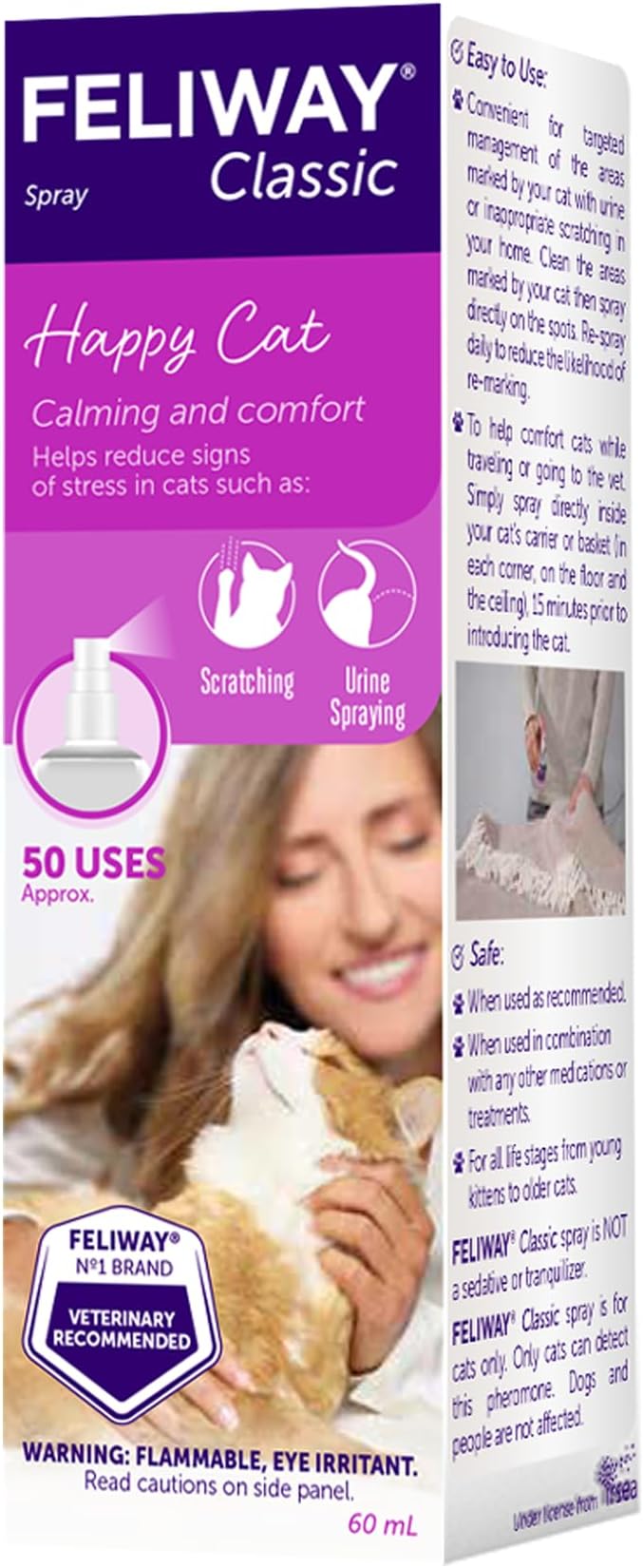 FELIWAY® Classic Cat Calming Spray, 60ml - Comforts Cats at Home and On the Go and Helps to Calm During Travel-PawvioPets