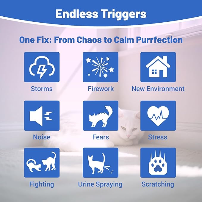 Cat Calming Diffuser, Cat Calming Pheromone Diffuser, Safe Cat Anxiety Relief, Lasts 60 Days, Reduce Stress, Cat Pheromone Diffuser (2Diffusers+2Refills), Calming Cat Pheromone Diffuser-PawvioPets