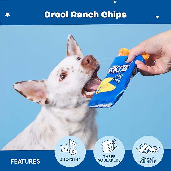 BARK Drool Ranch Chips Holiday Plush Dog Toy | Squeaky Fun for Medium Dogs-PawvioPets