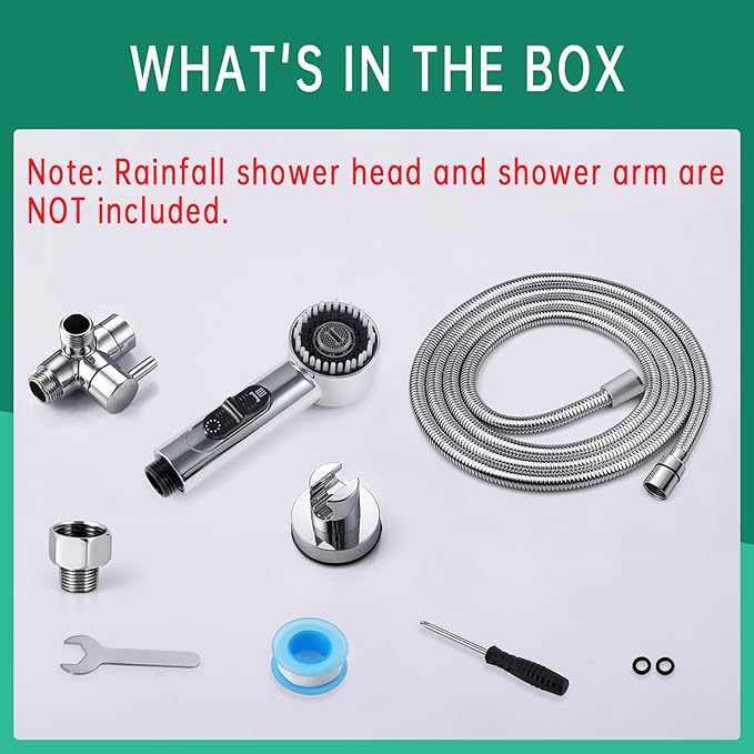 3 Mode Dog Shower Attachment, High Pressure Handheld Sprayer with ON/OFF Switch, G1/2" Metal Shower Diverter, 118 Inches Stainless Steel Hose, No Drill Hook, for Indoor and Outdoor Pet Bat-PawvioPets