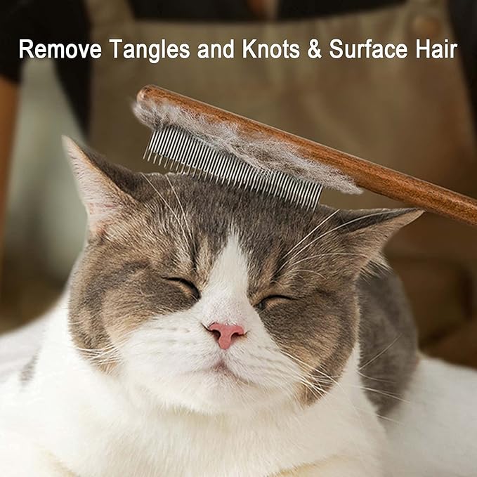 Cat comb,dog comb,Solid Wood Pet Comb Grooming Tool for Cats,Dogs and rabbits…-PawvioPets