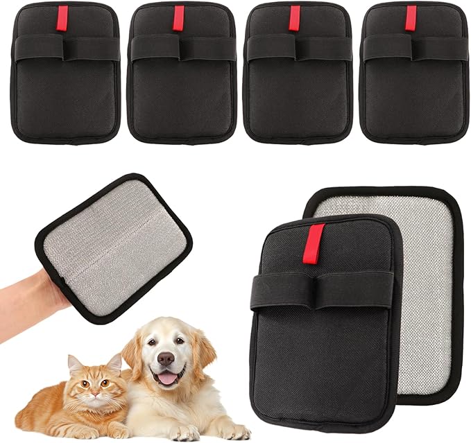 6 Pcs Pet Hair Removal Glove, Electrostatic Pet Hair Remover Gloves, Reusable Cat & Dog Hair Cleaning Gloves, Suitable for Couch, Furniture, Blankets, Curtain, Car Seat-PawvioPets