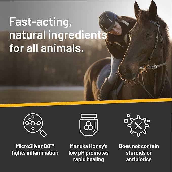 Absorbine Silver Honey Rapid Wound Repair Spray Gel 8oz Bottle, Manuka Honey & MicroSilver BG-PawvioPets