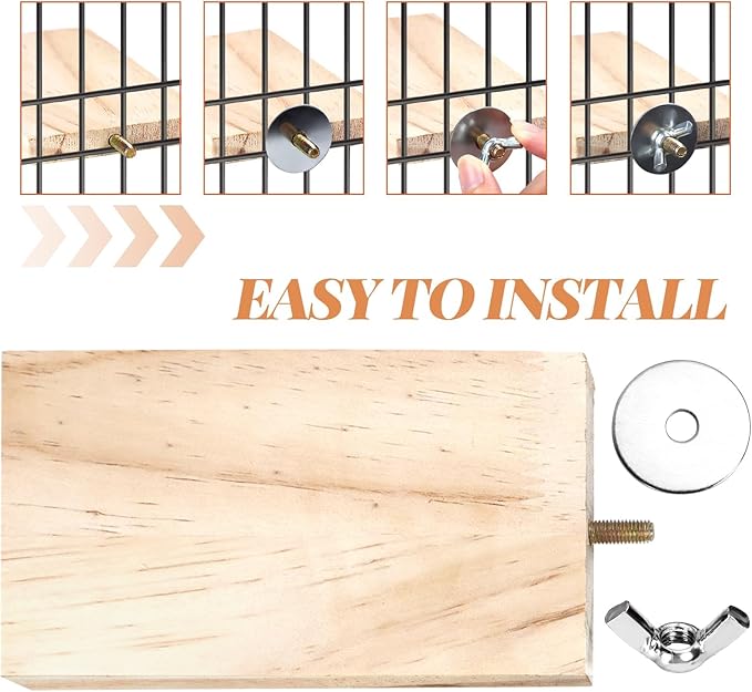 BILLIOTEAM 4-Size Bird Platforms with Wood Perches and Stand Boards - Habitat Cage Corner Shelves with Stainless Steel Washers - Ideal for Parrots, Cockatiels & Small Pets like Hamsters, Gerbils & Chi-PawvioPets