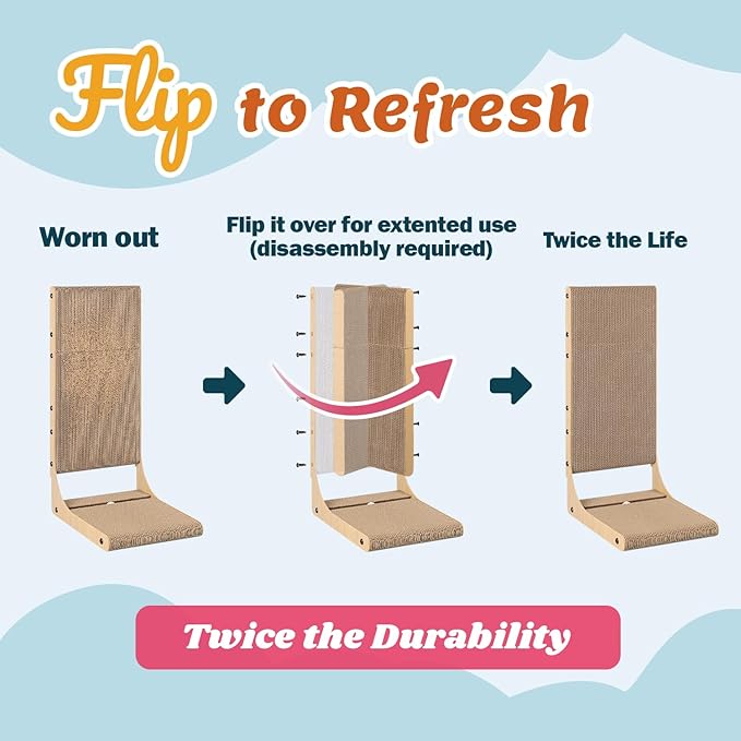 2-Pack Cat Scratching Board, 25.6'' Tall Cardboard L Shape Vertical Cat Scratchers for Indoor Cats, Cat Scratching Post for Wall and Couch, Large-PawvioPets