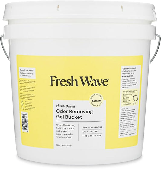 Fresh Wave Odor Removing Gel Bucket, 15.5 lb. (248 oz.) | Lemon Scent Refill | Odor Absorbers for Home | Safer Odor Relief | Natural Plant-Based Odor Eliminator | For Cooking, Trash & Pets-PawvioPets