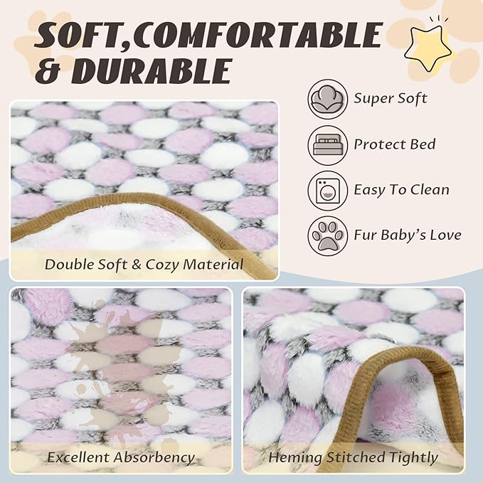 6 Pcs Washable Guinea Pig Blankets Absorbent Animal Fleece Bedding Waterproof Cage Liners Reusable Pet Pee Pad Sleep Mat Pad Cover for Hamster Ferret Rabbit Chinchilla Hedgehog (20"x30")-PawvioPets