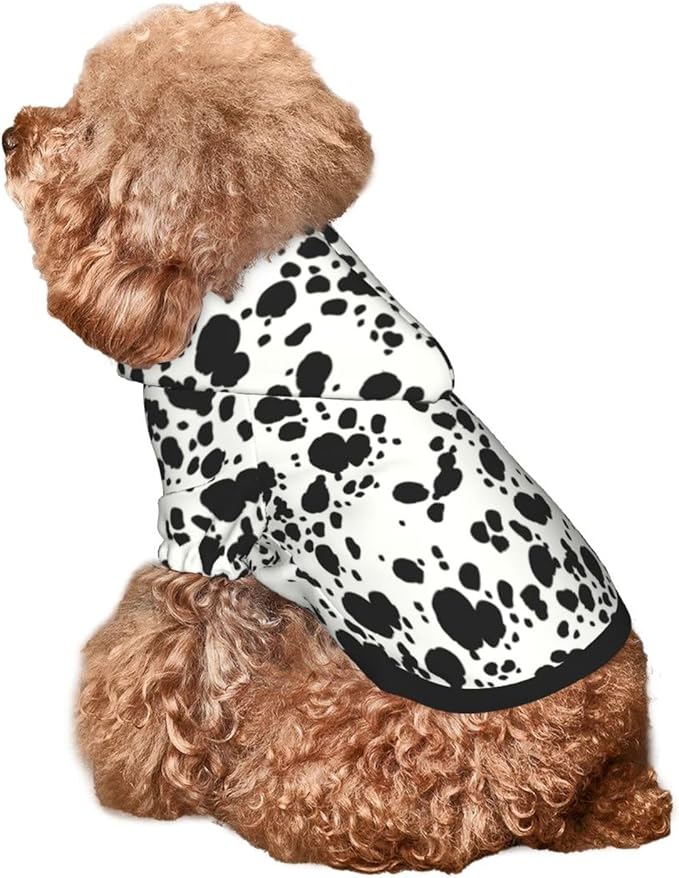Cute Dalmatian Dog Costume, Animal Dalmatian Print Hoodies Puppy Winter Clothes Sweatshirt for Halloween Cosplay Autumn Wear Dog Winter Hoodies with Pocket for Small Medium Dogs M-PawvioPets