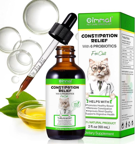 Cat Constipation Relief, Liquid Drops Supports Laxative Relief, Cat Herbal Supplements, Stool Softener Laxative Constipation Relief, Chicken Flavour- 60ml / 2 fl.oz-PawvioPets