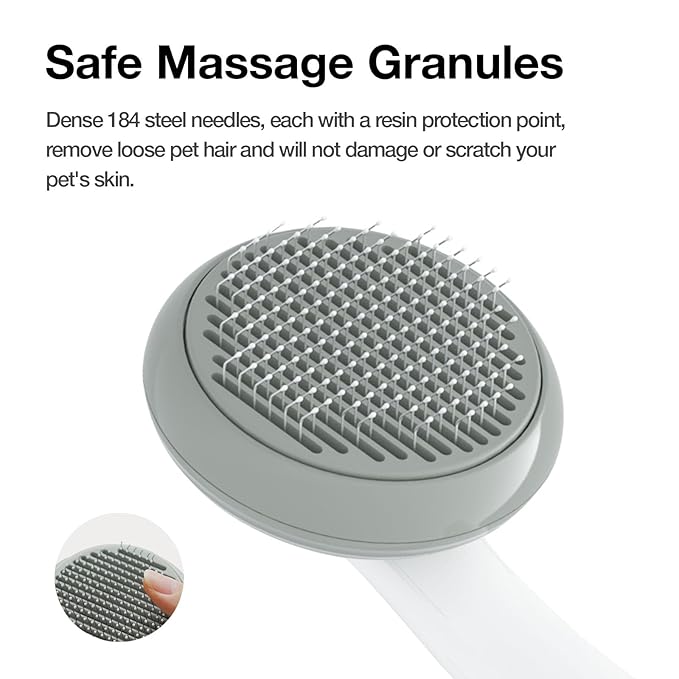 Cat Brush for Shedding, Pet Grooming Self Cleaning Slicker Brush for Cats & Dogs, Grey-PawvioPets