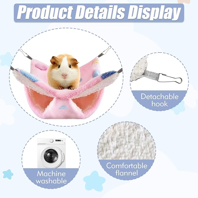 4 Pcs of Rat Hammocks Small Animal Hammock Rat Hanging Bed Guinea Pig Hammock Guinea Pig Accessories for Small Animals Cage Chinchilla Parrot Sugar Glider Ferret Squirrel-PawvioPets