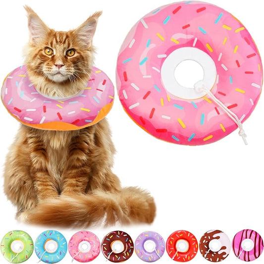 Cat Cone Collar Soft, Cat Recovery Collar for Wound Healing Cute Donut Adjustable Kitten Cones to Stop Licking Comfortable Lightweight Neck Elizabethan Collars for Kittens After Surgery-PawvioPets