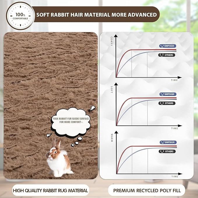 EMPSIGN Dog Bed Mat 47 Inch Reversible Warm & Cool,Washable Dog Crate Bed with Egg Crate Foam Support, Pet Sleeping Mat for Large Medium Small Dogs, Fluffy Kennel Pad(Brown)-PawvioPets