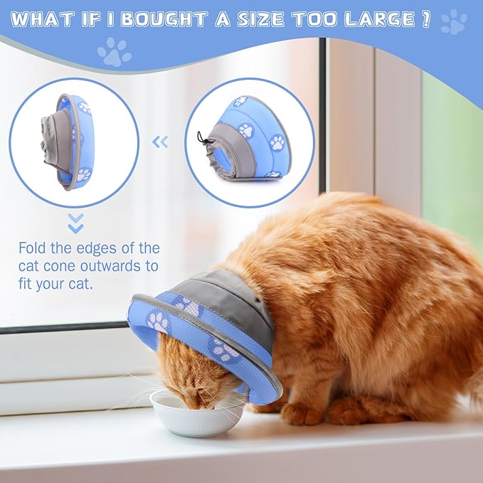 Cat Cone Soft Elizabethan Collar for Surgery Recovery - Adjustable for Small and Large Cats to Stop Licking-PawvioPets