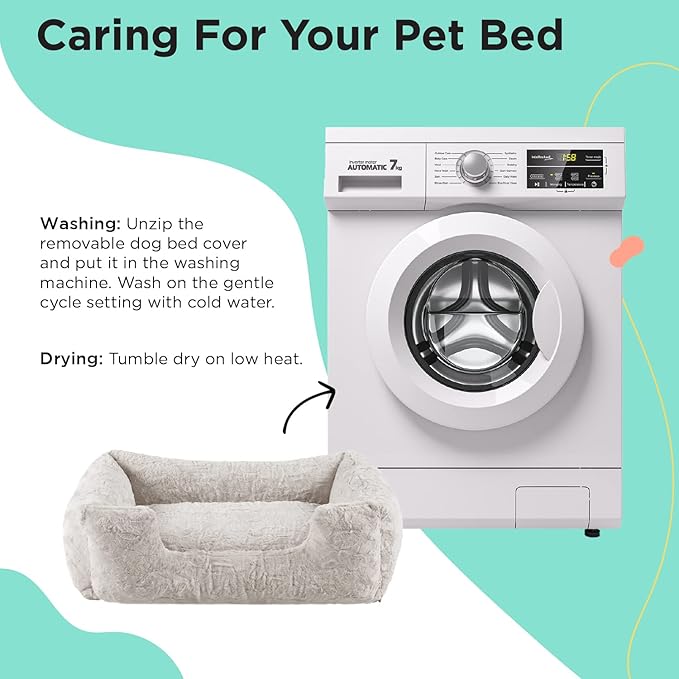 Best Friends by Sheri Lux Lounge Bed Calming Faux Fur Dog Bed, Oyster, Cream, Medium, 30" x 20"-PawvioPets