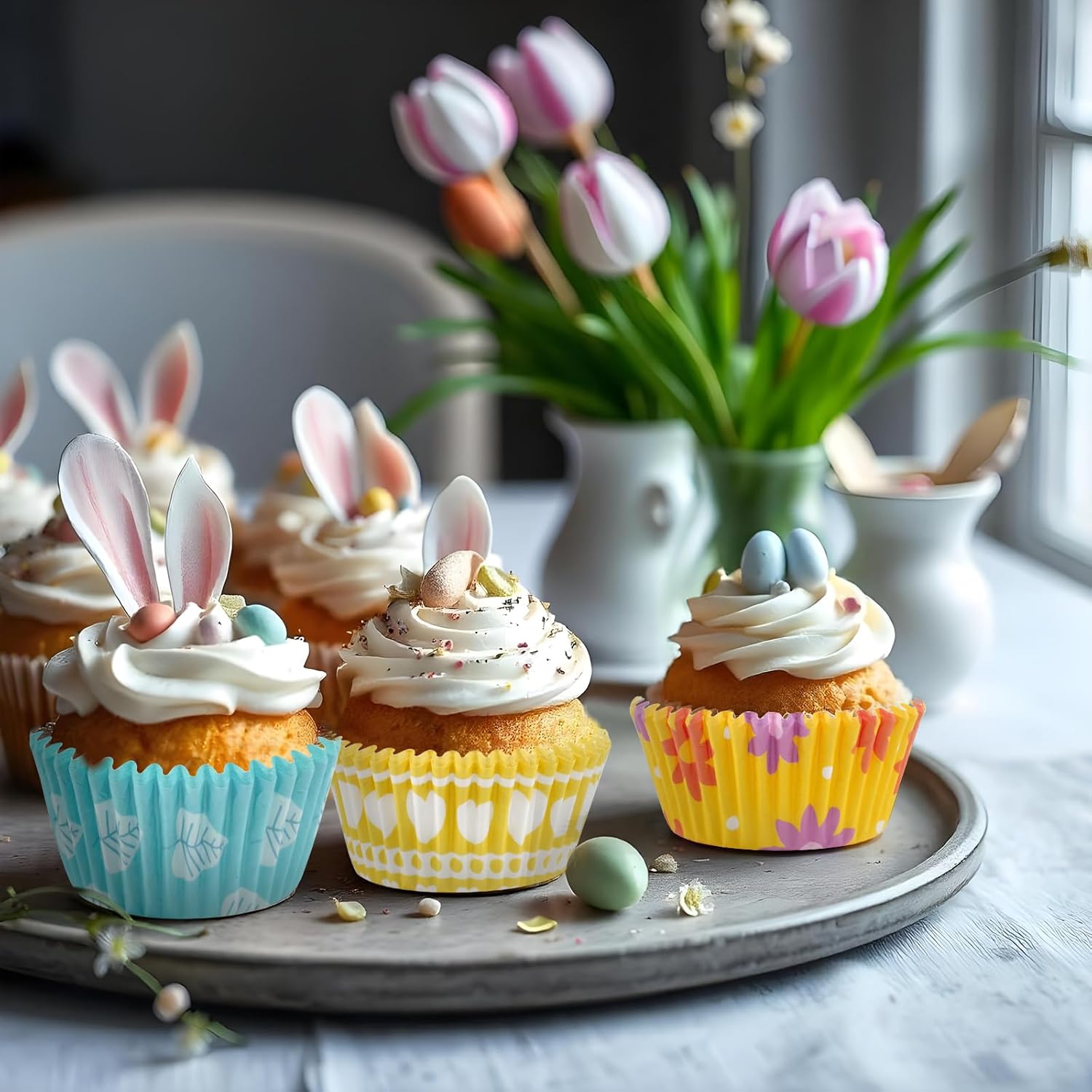 600 Count Easter Cupcake Liners for Baking Mini Baking Cups Easter Holiday Cupcake Wrappers for Birthday Party Decorations Candy Make Baking Supplies
