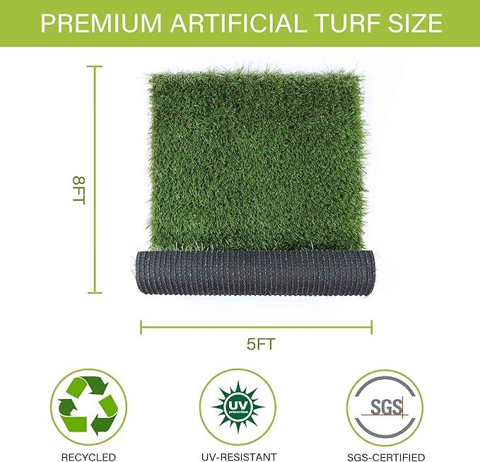 Dog Pee Grass, Artificial Grass for Dogs, Fake Grass for Dogs Potty Training, Extra Large Dog Pads 5x8ft , Housebreaking Supplies, Indoor Outdoor Turf Grass, Washable Reusable-PawvioPets