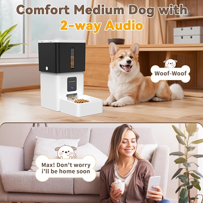 Automatic Dog Feeder with Camera: 8L/33 Cups 5G WiFi Timed Food Dispenser for Dogs - 1080P HD Night Vision Video Recording 2-Way Audio APP Control-PawvioPets