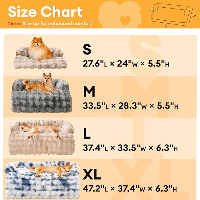 FUNNY FUZZY Pet Fluffy Fuzzy Couch Cover, Calming Washable Dog Bed Sofa Protector Pets Mat for Small Medium Dogs and Cats (Tie-dye Grey,33.45 × 28.35 × 5.51 in)-PawvioPets