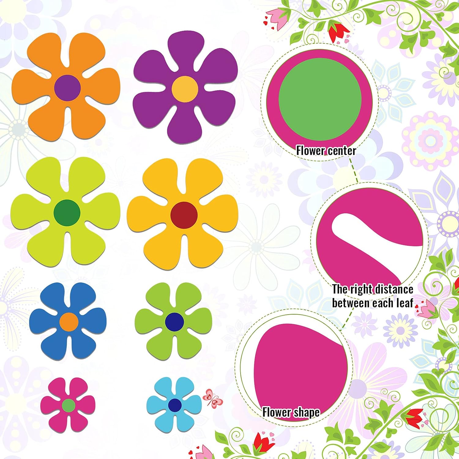 Car Flower Magnet Funny Magnetic Decals Decorations Cute Fridge Magnets 60s Flower Cutout Magnet for Car Home Door Whiteboard Refrigerator (24 Pieces,3.9 x 3.9 Inch, 2.2 x 2.2 Inch, 5.1 x 5.1 Inch)