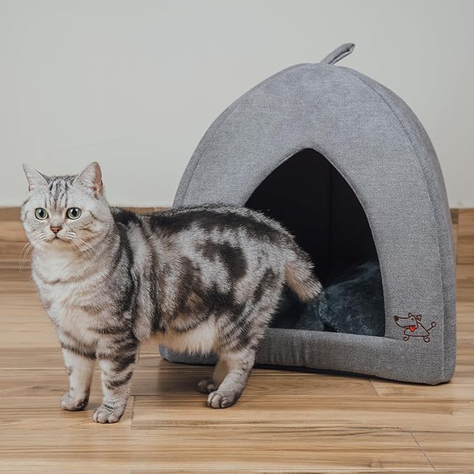 Best Pet Supplies Pet Tent-Soft Bed for Dog and Cat by - Gray, 20" x 20" x H:22"-PawvioPets