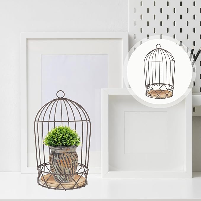 Farmhouse Birdcage Candle Holder Bird Cage Decor Lanterns Decorative Metal Candlestick Vintage Bird Cage Planter Holder Tealight Hanging Birdcage Lantern Flowerpot for Wedding Table Decor-PawvioPets
