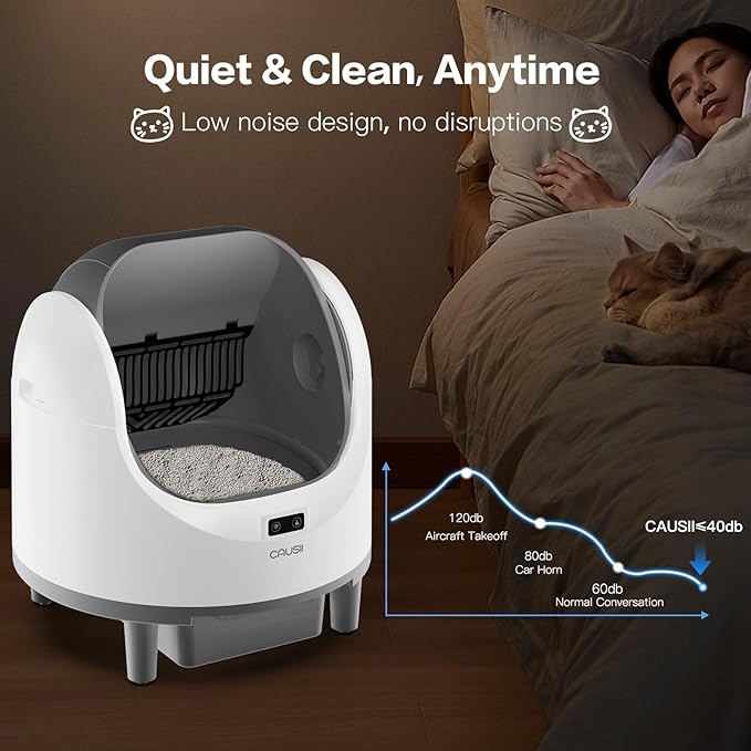 Automatic Litter Box, [Safe Anti-Pinch] CAUSII Large Capacity Self-Cleaning Cat Litter Box for Multiple Cats, App Control, Quiet & Odor-Free,for 3.5-24.2LB, with 30PCS Garbage Bags,Litter Mat-PawvioPets