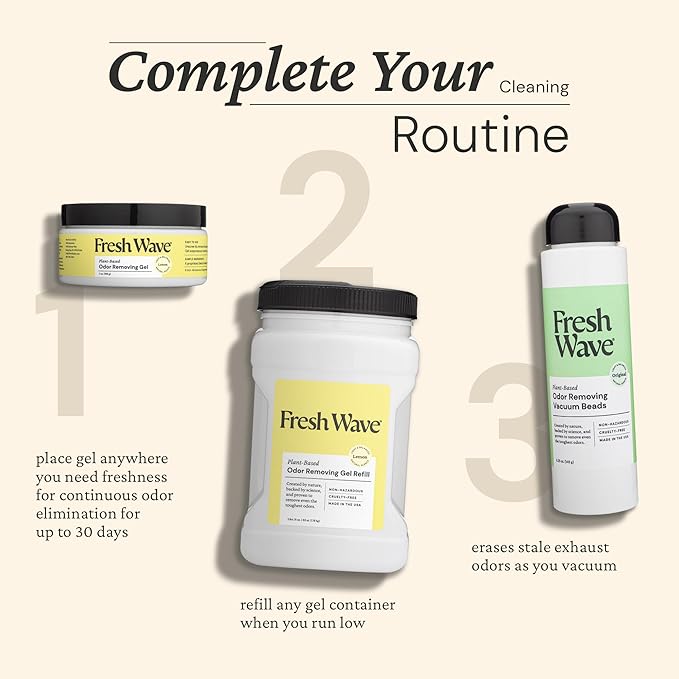 Fresh Wave Lemon Odor Removing Gel, 7 oz., Pack of 3 - Safer Odor Absorbers for Home, Natural Plant-Based Odor Eliminator, Every 7 oz. lasts 15-30 Days, For Cooking, Trash & Pets-PawvioPets