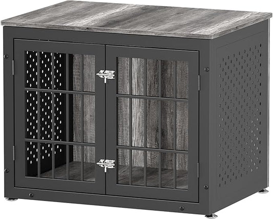 32" Heavy Duty Dog Crate Furniture for Small and Medium Dogs, Metal Kennel for High Anxiety Dogs, Chew Proof Pet Cage Indoor, Decorative Dog Kennel End Table-PawvioPets
