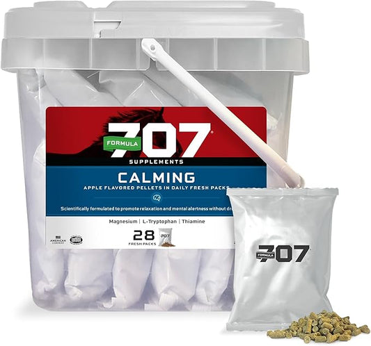 Formula 707 Calming Equine Supplement, Daily Fresh Packs – Anxiety Relief and Enhanced Focus for Horses – L-Tryptophan, Thiamine & Magnesium-PawvioPets