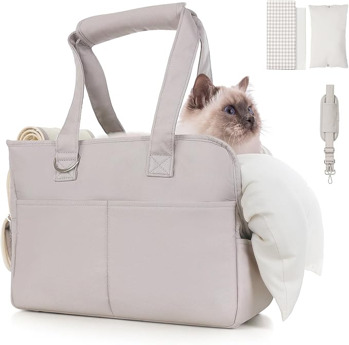 Dog Carriers for Small Dogs, Soft Sided Folding Small Dog Carrier for Dogs Medium Cats Puppies up to 13 Lbs, Washable Breathable Puppy Carrie Carrier for Outdoor Travel (Small Gray)-PawvioPets