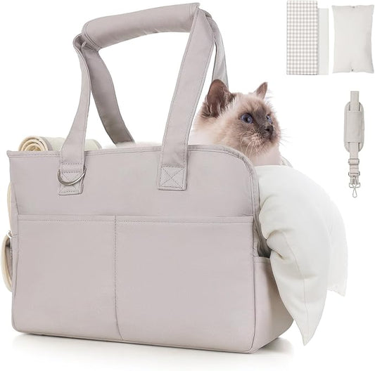 Dog Carriers for Small Dogs, Soft Sided Folding Small Dog Carrier for Dogs Medium Cats Puppies up to 13 Lbs, Washable Breathable Puppy Carrie Carrier for Outdoor Travel (Small Gray)-PawvioPets