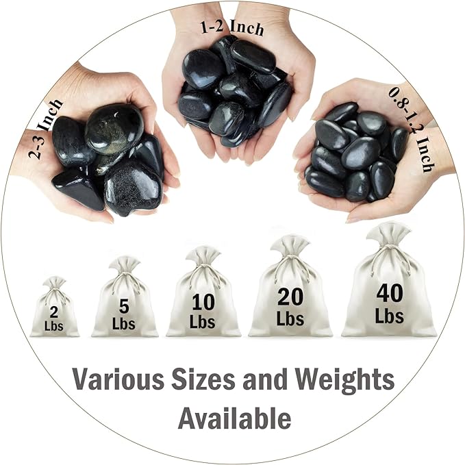 20lb Black River Rocks - 2-3 inch Polished Pebbles for Plants, Decorative Stones for Large Planters, Landscaping, Vases, Aquariums & Fish Tanks-PawvioPets