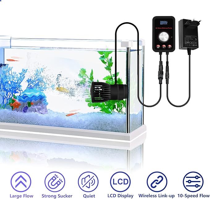 CONQUERALL 520-2600GPH 15W Wave Maker for Aquarium 24V DC Fish Tank Wave maker Sine Wave Technology Large Flow and Ultra Quiet Suit for Freshwater and Saltwater-PawvioPets