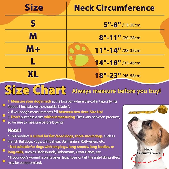 Crazy Felix Crazy Felix Soft Donut Cone for Dogs to Stop Licking, Bulldog Recovery Collar After Surgery Inflatable Cone Alternative for Small Medium Large Dogs, Elizabethan Collar with Boxer Pattern-PawvioPets