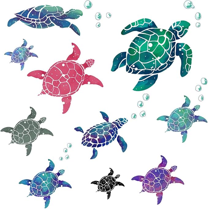 Amaonm Creative 3D Ocean Tortoise Wall Sticker Removable Under The Sea Animal Wall Decals Sea Turtle Peel and Stick Decor for Kids Baby Girls Boys Bedroom Bathroom Living Room Nursery Decoration-PawvioPets