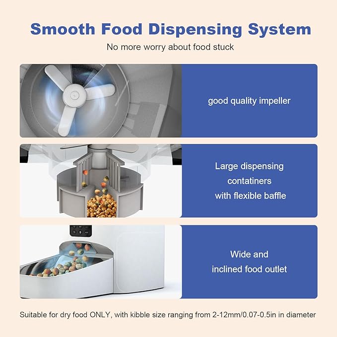 Automatic Cat Feeder, 6L Cat Food Dispenser with 10s Voice Recorder, Pet Feeder up to 8 Meals per Day, Timed Feeder with Dry Food Sealed Ring (Jade White, 6L)-PawvioPets