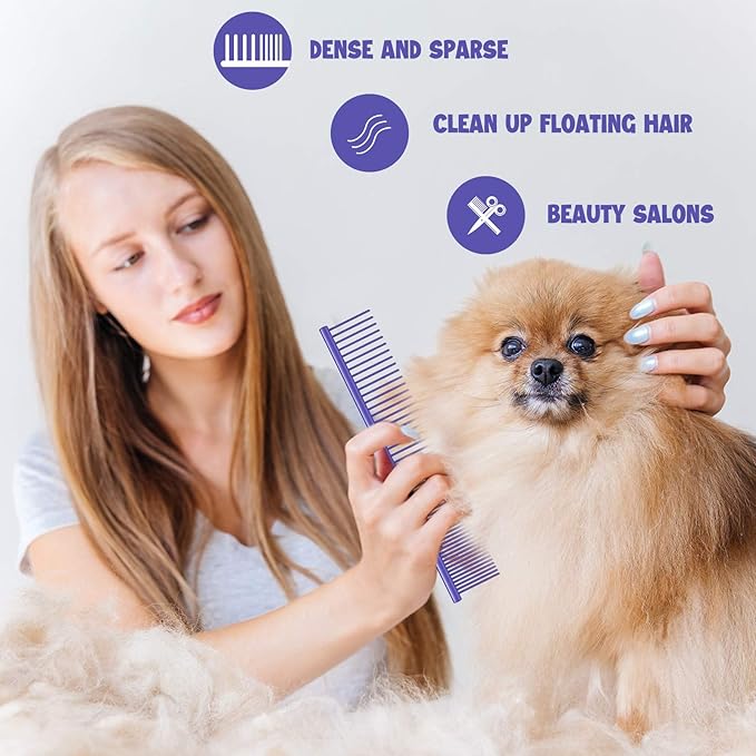 3 Pcs Stainless Steel Grooming Combs for Matted and Tangled Long Hair - Pet Guide Clippers for Dog and Cat-PawvioPets