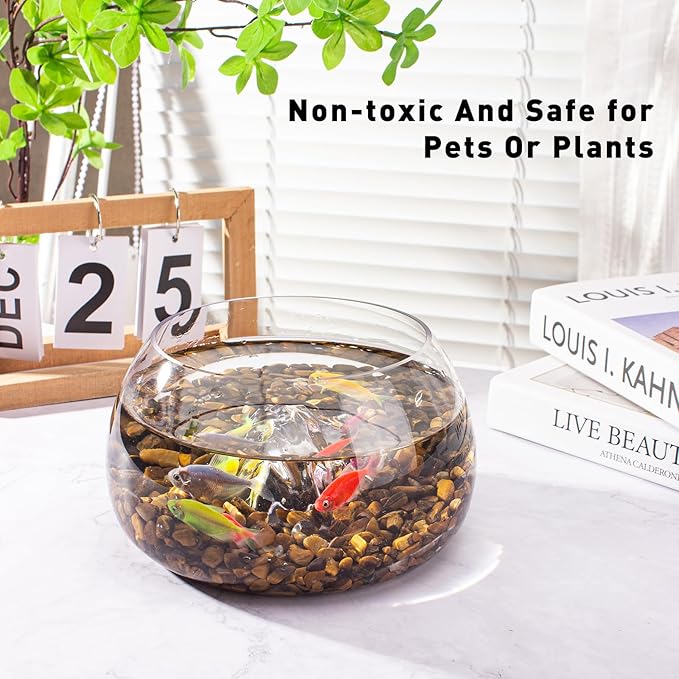 3 Lb Tiger Eye Aquarium Gravel Rocks Polished Tumbled Crushed Stones, Natural Crushed Stone Crystal Chips Decorative for Fish Tank||Vase Filler|Succulent Plants Decor, 6mm-9mm-PawvioPets