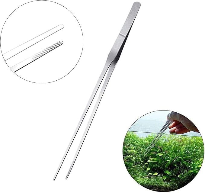 3 in 1 Aquarium Aquascape Tools Kit Long Stainless Steel Aquarium Tank Aquatic Plant Tweezers Scissors Tools-PawvioPets