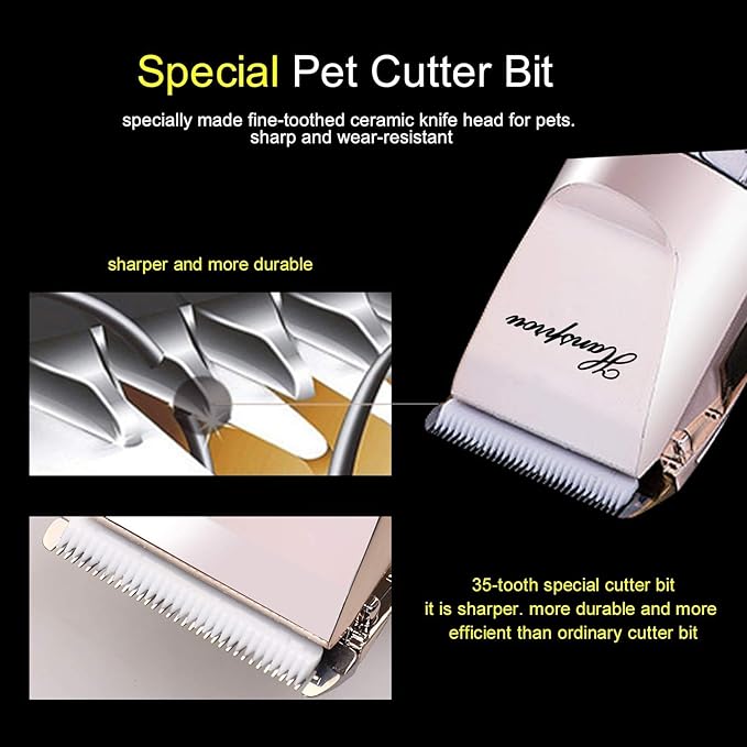 Dog Clippers for Grooming, 12V Pet Hair Clipper, Professional Heavy Duty Pet Grooming Clipper Corded Dog Trimmer for Thick Coats with Guard Combs Brush for Dogs Cats-PawvioPets