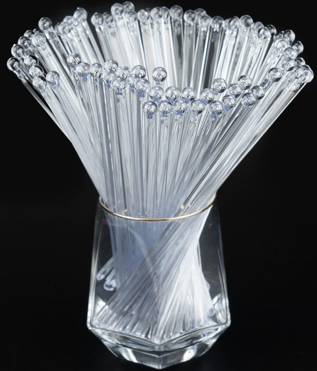 50-PCS Clear Plastic Swizzle Sticks, Crystal Cake Pops, Cocktail Coffee Drink Stirrers, Stir Sticks, 7.24 Inch